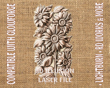 Sunflowers 3d illusion & laser-ready files - 3DWave.us